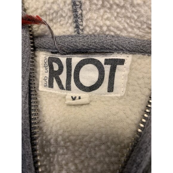Sub_Urban Riot XL Waffle Knit Strip Hooded Sweatshirt Gray - Picture 4 of 7